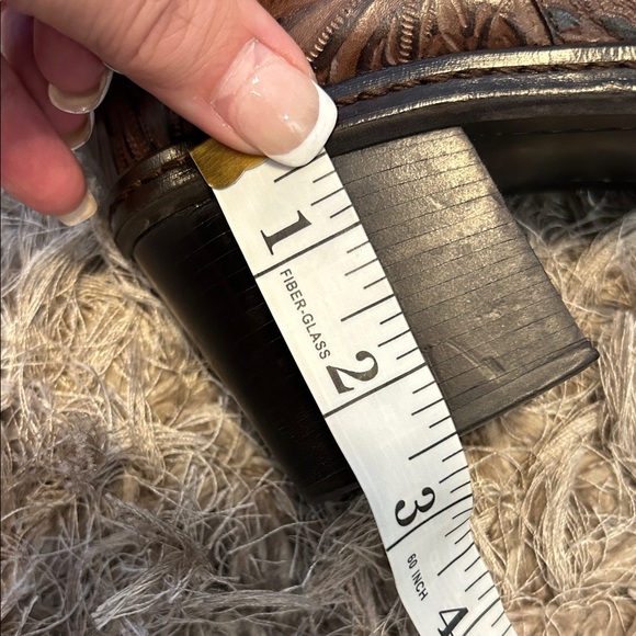 Gianna Bini Brown Embossed  Womens Leather Cowboy Boots - Picture 11 of 11